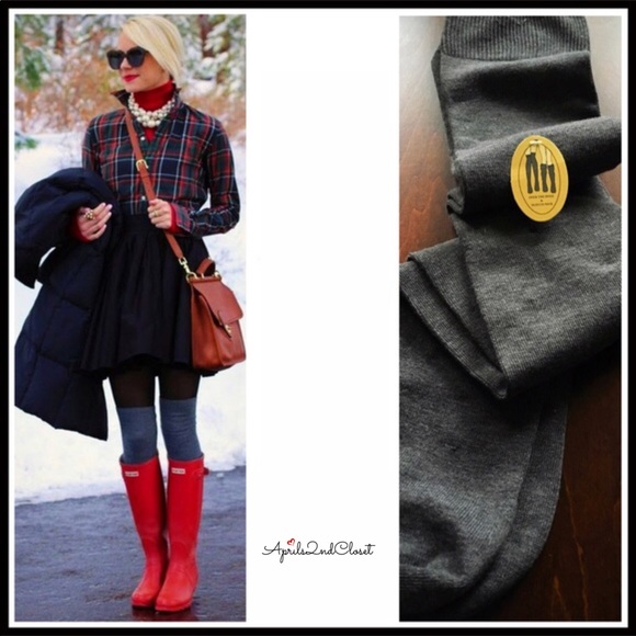 GREY TALL OVER THE KNEE BOOT SOCKS - Picture 4 of 4